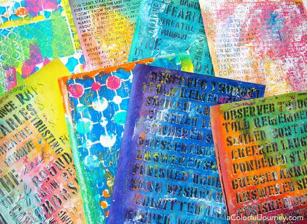 Making colorful textured papers with modeling paste and stencils workshop with Carolyn Dube