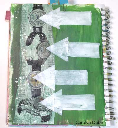 Dealing with an ugly art journal page by Carolyn Dube
