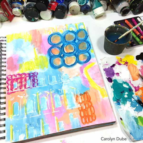 Watercolor crayons and art journaling with Carolyn Dube