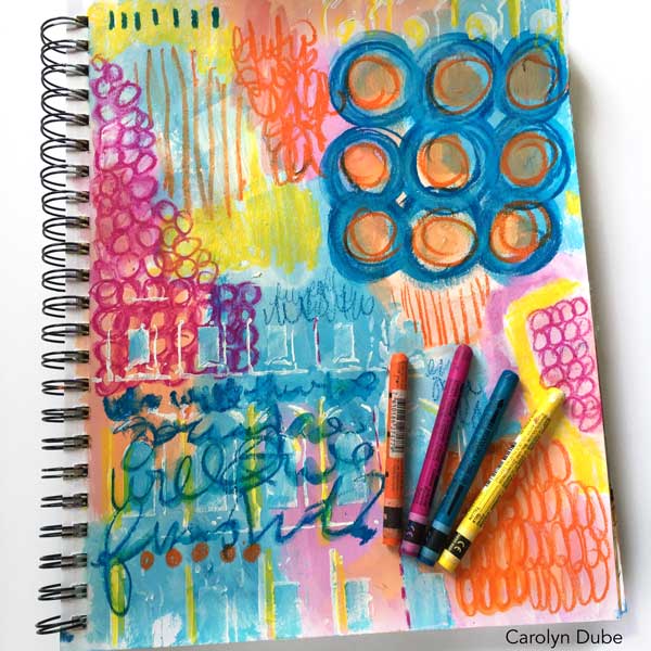 Watercolor crayons and art journaling with Carolyn Dube